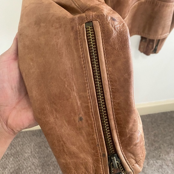 Tan real sheep leather vintage jacket - Picture 6 of 9